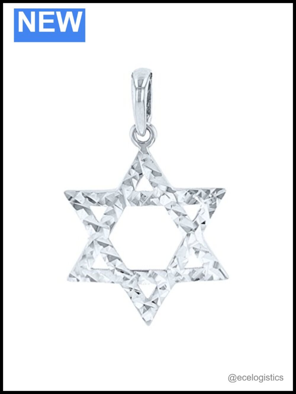 14K White Gold Star of David Pendant